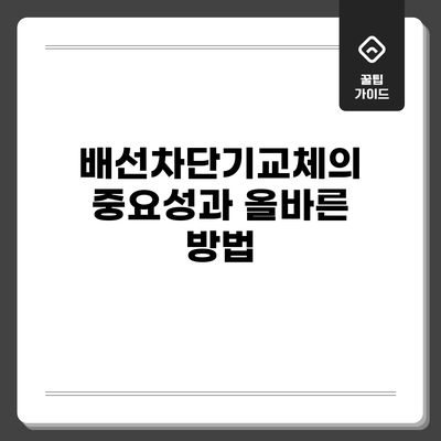 배선차단기교체의 중요성과 올바른 방법