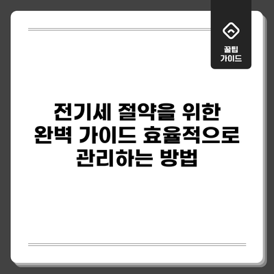 전기세 절약을 위한 완벽 가이드: 효율적으로 관리하는 방법