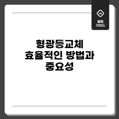 형광등교체: 효율적인 방법과 중요성