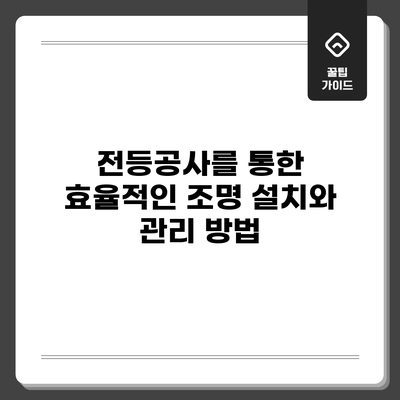 전등공사를 통한 효율적인 조명 설치와 관리 방법
