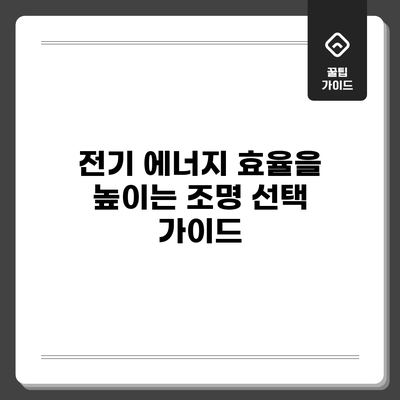 전기 에너지 효율을 높이는 조명 선택 가이드