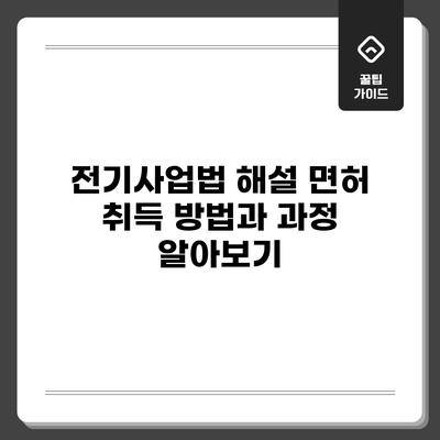 전기사업법 해설: 면허 취득 방법과 과정 알아보기